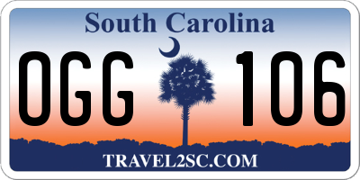 SC license plate OGG106