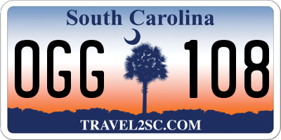 SC license plate OGG108