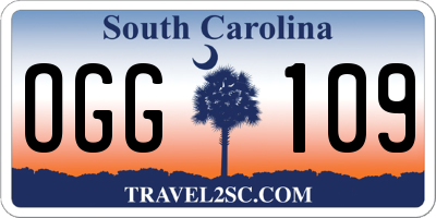 SC license plate OGG109