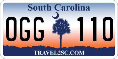 SC license plate OGG110