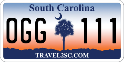 SC license plate OGG111