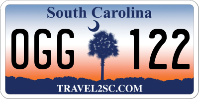 SC license plate OGG122