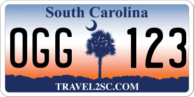 SC license plate OGG123