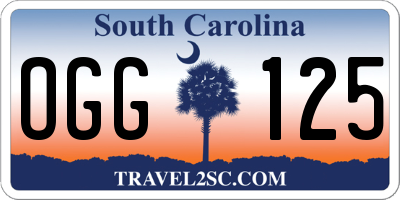 SC license plate OGG125