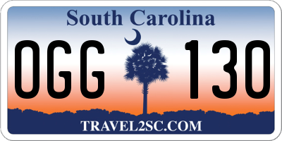 SC license plate OGG130
