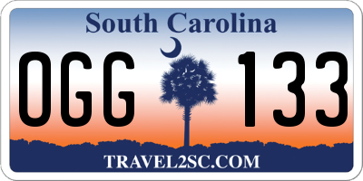 SC license plate OGG133