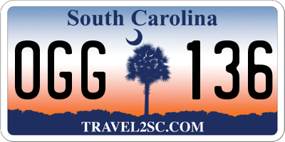 SC license plate OGG136