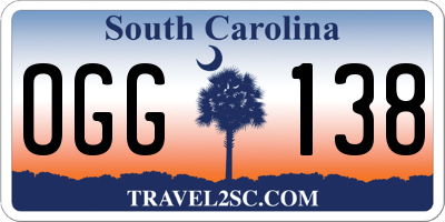 SC license plate OGG138