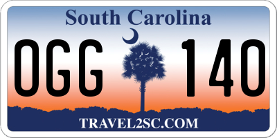 SC license plate OGG140