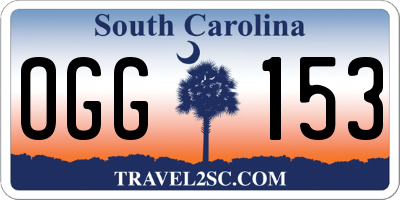 SC license plate OGG153