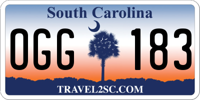 SC license plate OGG183