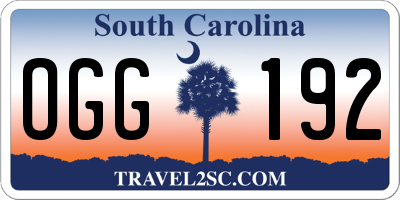SC license plate OGG192