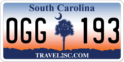 SC license plate OGG193