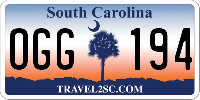 SC license plate OGG194