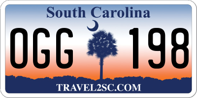 SC license plate OGG198