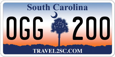 SC license plate OGG200