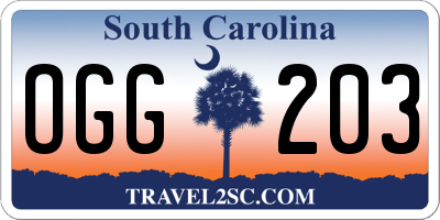 SC license plate OGG203