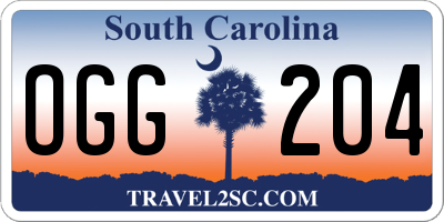 SC license plate OGG204