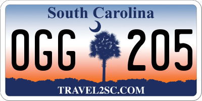 SC license plate OGG205