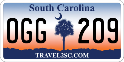 SC license plate OGG209