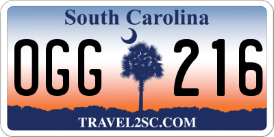 SC license plate OGG216
