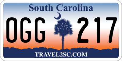 SC license plate OGG217