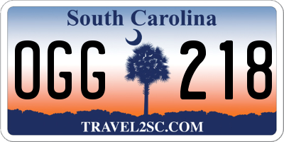 SC license plate OGG218