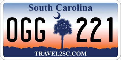 SC license plate OGG221