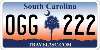 SC license plate OGG222
