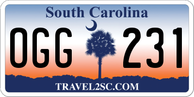 SC license plate OGG231