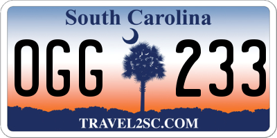 SC license plate OGG233
