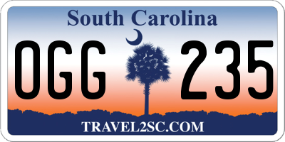 SC license plate OGG235