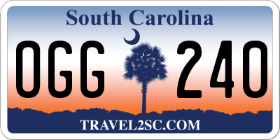 SC license plate OGG240