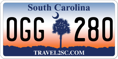 SC license plate OGG280