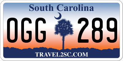 SC license plate OGG289