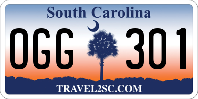 SC license plate OGG301