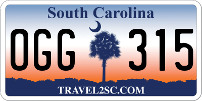 SC license plate OGG315