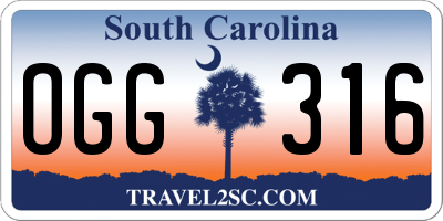 SC license plate OGG316