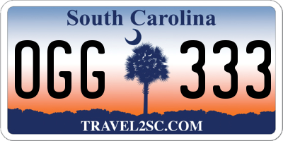 SC license plate OGG333