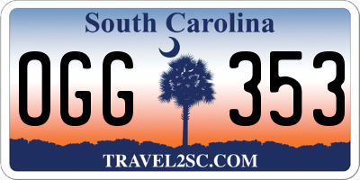 SC license plate OGG353