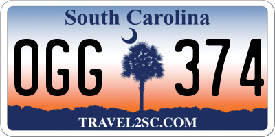 SC license plate OGG374