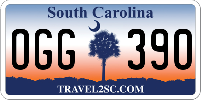 SC license plate OGG390