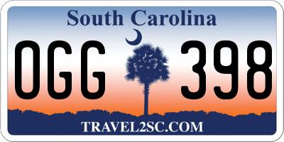 SC license plate OGG398