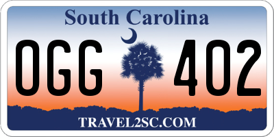 SC license plate OGG402