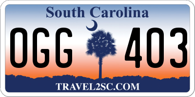 SC license plate OGG403
