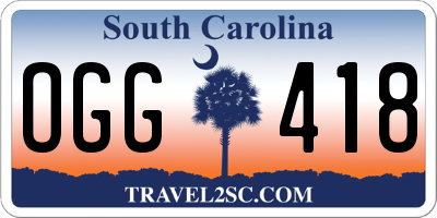 SC license plate OGG418