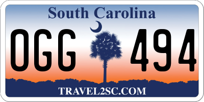 SC license plate OGG494