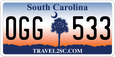 SC license plate OGG533
