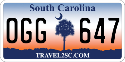 SC license plate OGG647