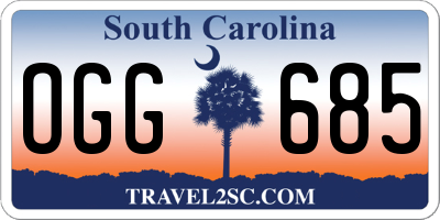 SC license plate OGG685